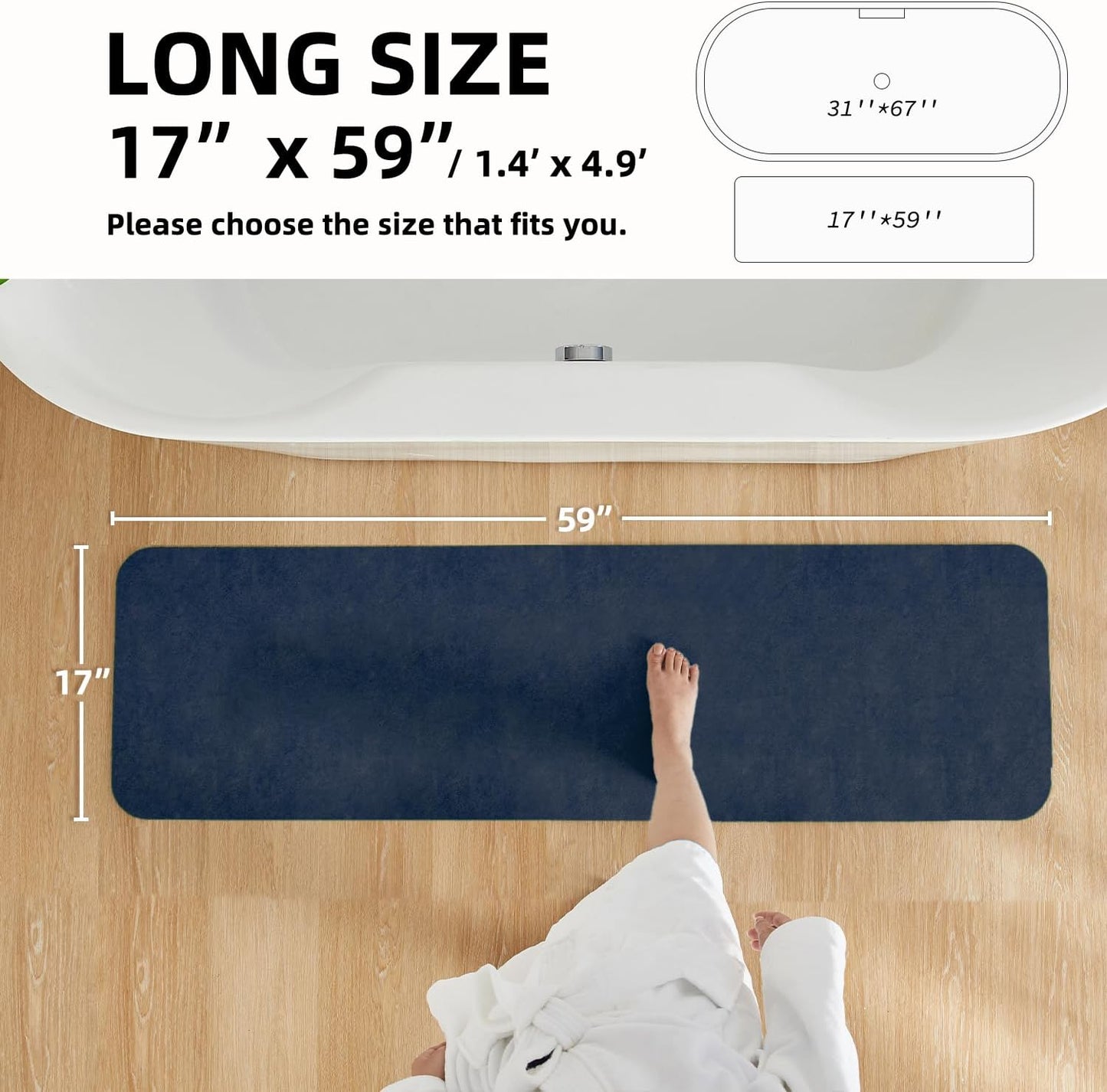 TYUU Bath Mat, Bathroom Rugs Non Slip Washable Thin Absorbent Quick Dry Bath Mat Fits Under Door Bathroom Floor Mat Perfect for Bath, Shower, or Sink 16"x24" Dark Grey