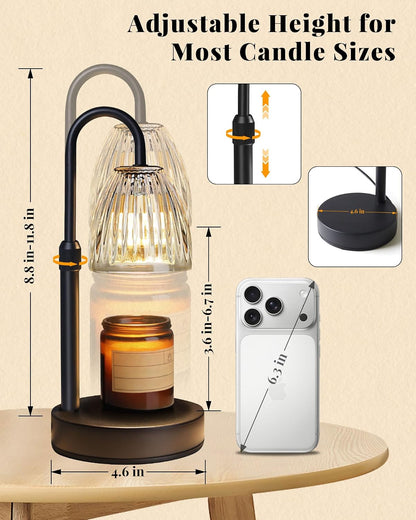 Candle Warmer Lamp with Timer Dimmer Adjustable Height, Mothers Day Gifts for Mom, Birthday Gifts for Women, House Warming New Home Decor, Electric Wax Warmer for Jar Candles, Gold