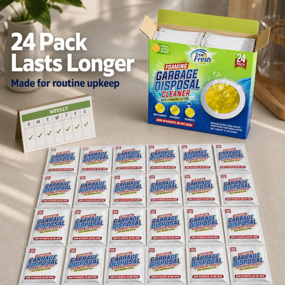 True Fresh Garbage Disposal Cleaner Powder Packets, Large 15g Drop-In Sink Packets, Deep Foaming Sink & Drain Cleaner for Grease & Residue, Disposal Cleaner and Deodorizer, Fresh Citrus Scent, 24 Pack