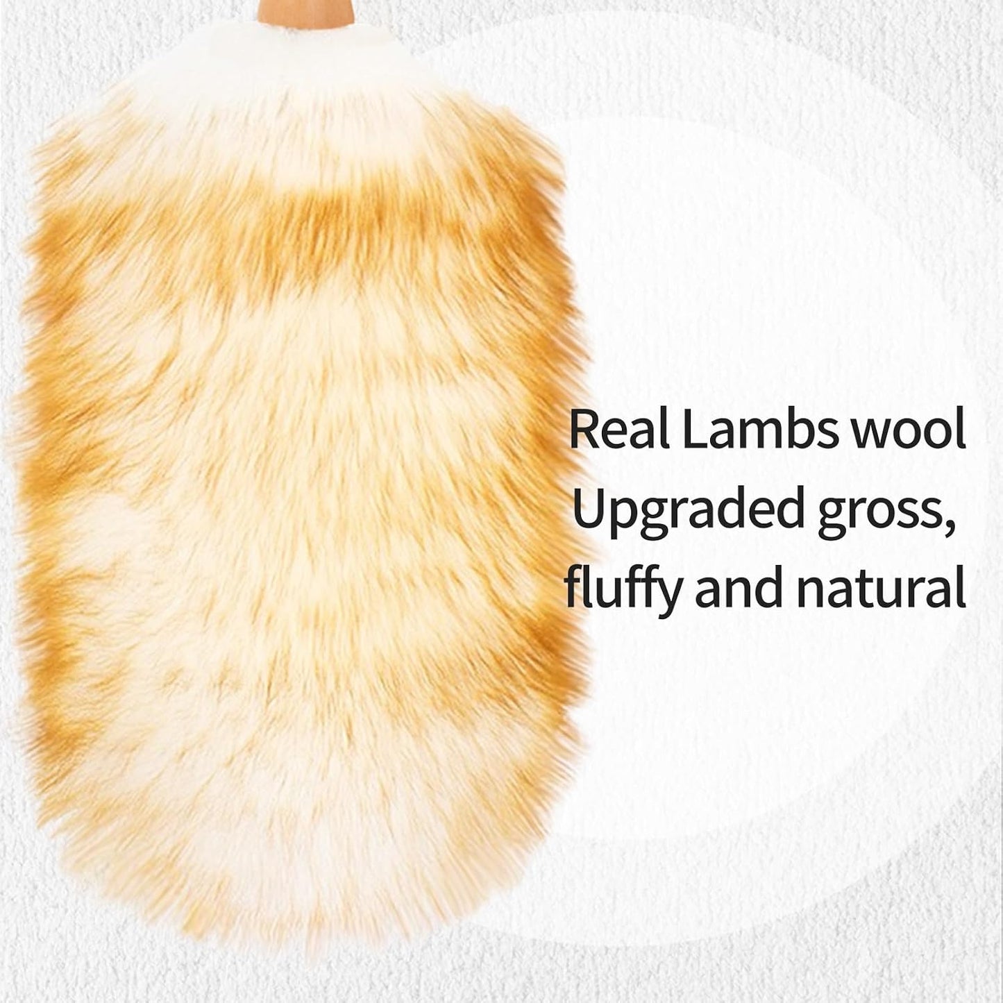 Extendable Lambswool Duster 29-110 Inch,Anti-Static Flexible Head, Stainless Steel Pole for Cleaning High Ceiling,Fan,Furniture,Roof Dusting