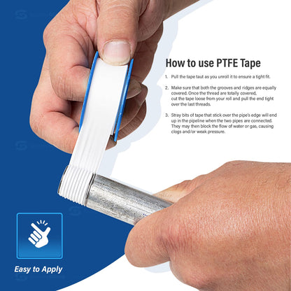Supply Giant Plumbers PTFE Tape 1/2" W x 520" L Pipe Thread Tape, High Density Thread Sealant Tape Water Seal Plumbing Tape for Shower Head, Pipes, Gas Lines, Leak Prevention