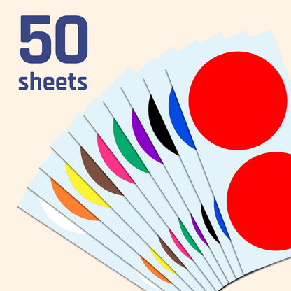 2" Round Large Colored Moving Stickers Labels - 10 Colors, Pack of 240