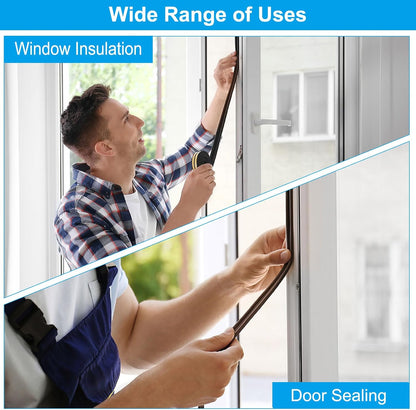 PATIKIL Weather Stripping Door Seal Strip, 3/8 Inch x 1/4 Inch x 32 Ft Self Adhesive Soundproof High Density Foam Tape Insulation for Door Window Air Conditioning, White - Colors B