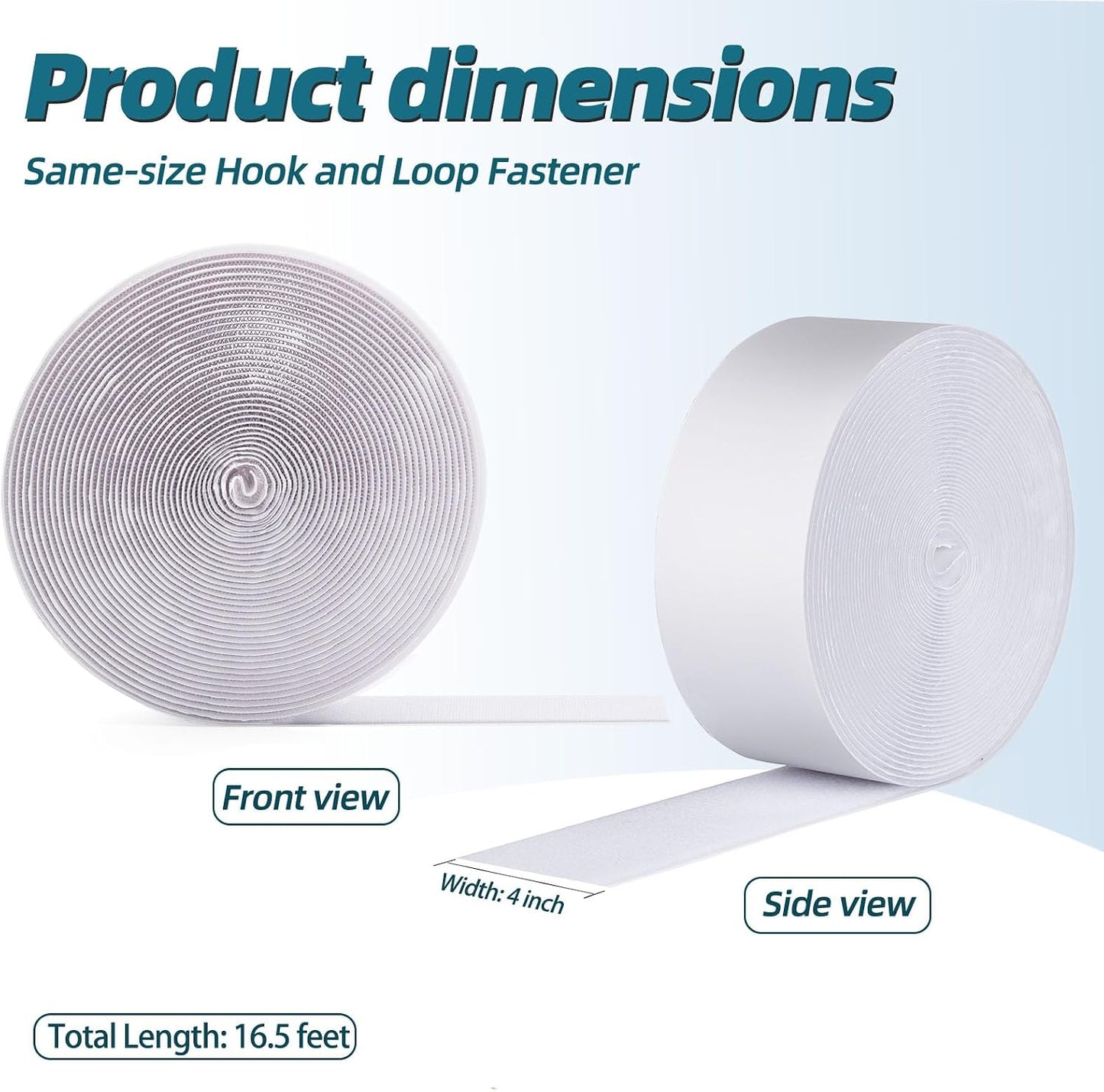 3 Inch x 20 Feet Adhesive Hook and Loop Tape, Nylon Heavy Duty Interlocking Tape, White Self Adhesive Hook and Loop Roll for Screen Window Sofa Cushions Carpet Wall Hanging