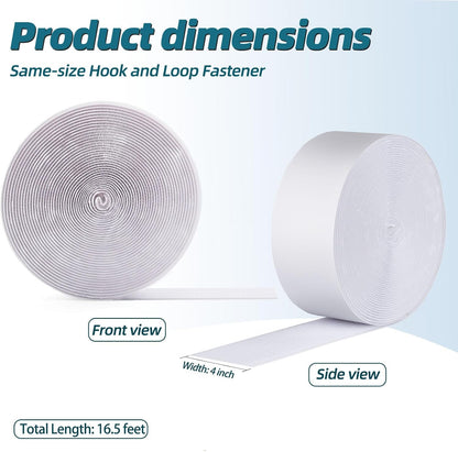 3 Inch x 20 Feet Adhesive Hook and Loop Tape, Nylon Heavy Duty Interlocking Tape, White Self Adhesive Hook and Loop Roll for Screen Window Sofa Cushions Carpet Wall Hanging