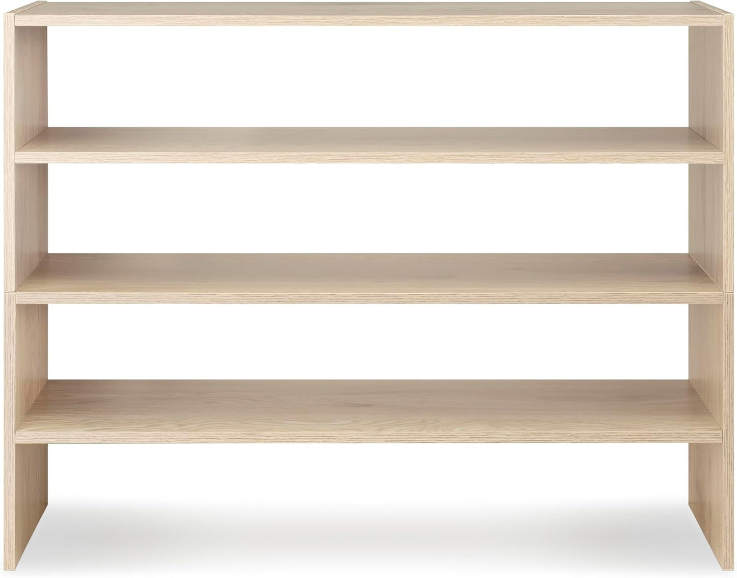 Whitmor Wood Stackable 2-Shelf Shoe Rack, White, 24 inches