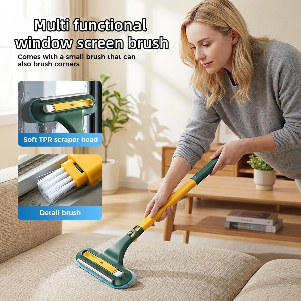 2 in 1 Window Screen Cleaning Brush, 2026 Upgraded Window Screen Cleaning Brush, Double-Sided, Suitable for Both Wet and Dry Use; Ideal for Windows and Glass (Green+Blue)