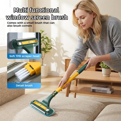 2 in 1 Window Screen Cleaning Brush, 2026 Upgraded Window Screen Cleaning Brush, Double-Sided, Suitable for Both Wet and Dry Use; Ideal for Windows and Glass (Green+Blue)