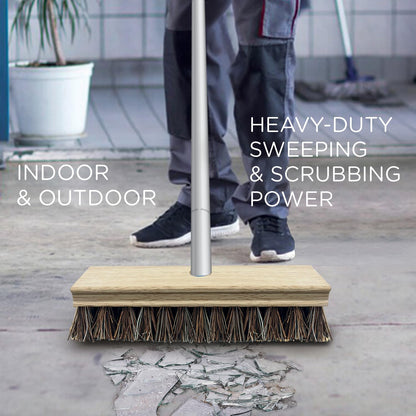 LOLA Deck Scrub Brush Outdoor Broom, Durable Bristles Remove Dirt, Grime, Grout, Leaves, Snow on Patios, Decks, Wet or Dry