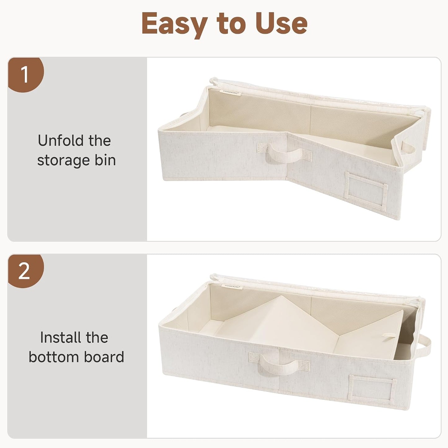 StorageWorks Large Under Bed Storage Containers with Handles and Label Holder, 2 Pack Ultra-thick Fabric Underbed Bins, Closet Organizer for Clothes, Blankets, Sweater
