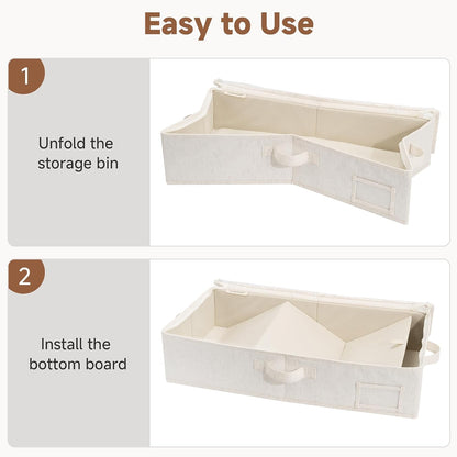 StorageWorks Large Under Bed Storage Containers with Handles and Label Holder, 2 Pack Ultra-thick Fabric Underbed Bins, Closet Organizer for Clothes, Blankets, Sweater