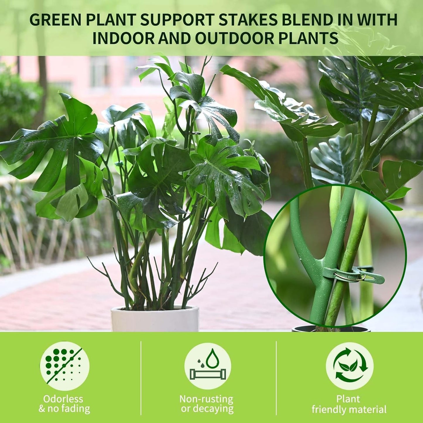 Yhtpouqe 12 Pack Plant Support Stakes, Plant Stakes for Indoor and Outdoor Plants. 39.37inch Plant Sticks with Extension Poles, Plant Clips, Plant Ties for Potted Monstera Plants, Climbing Plants