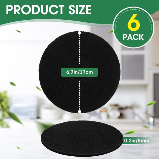 6 Pack Charcoal Filters for Compost Bucket，Compost Filters for Countertop Bin， Odor-Absorbing Activated Charcoal Replacement for Kitchen Compost Bins，6.7 Inch，Compost Filter