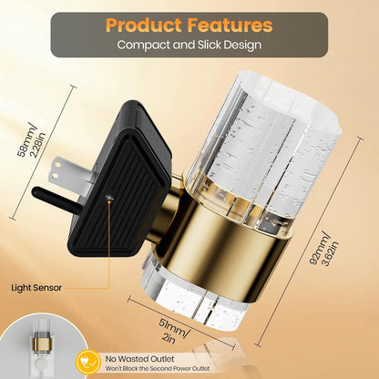 LED Night Light, Dimmable Night Lights Plug into Wall [1-Pack], Acrylic Motion Sensor Nightlight, Adjustable Wall Lights for Bathroom, Hallway, Living Room, 3000K Warm White