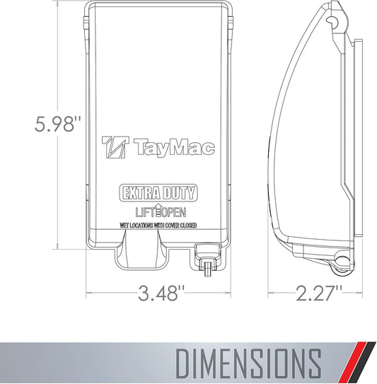 TayMac MX4280S 1-Gang Extra Duty In-Use Cover, Weatherproof Metal Low Profile 8-in-1, 3.5 in. Deep, Vertical, Gray
