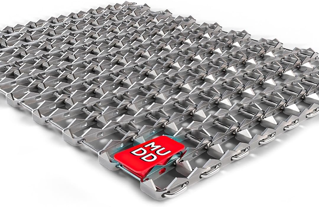 Mudd Grizzly, Heavy-Duty Spiked Metal Mesh Doormat – 30in x 17in, 2mm Thick Steel – Durable, All-Weather Dirt & Mud Scraper for Entryways, Patios & Workspaces