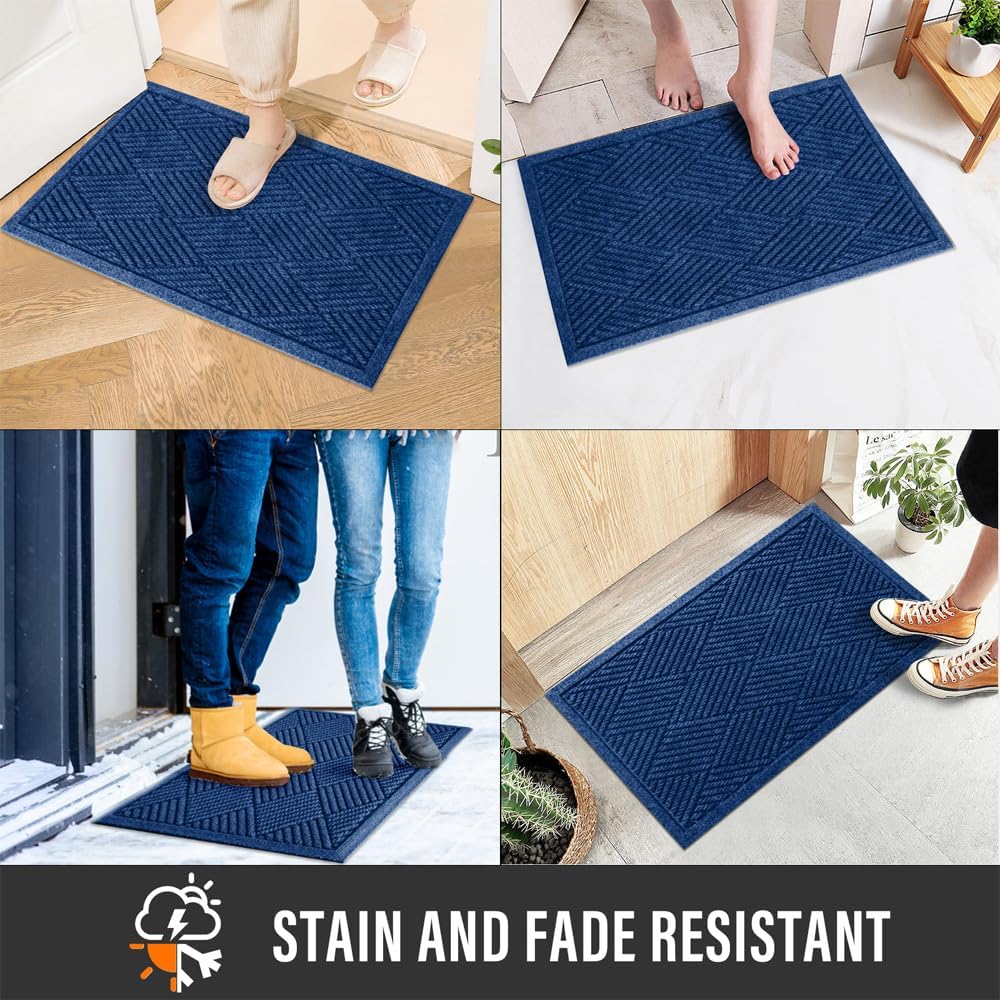 HIYARD Sturdy Front Door Mat, Absorbent Muddy Dirt Resist Welcome Door Mats Outdoor Indoor, Stain and Fade Resistant, Non-Slip Rubber Backing Low Profile Doormat for Entryway, 30×17, Beige