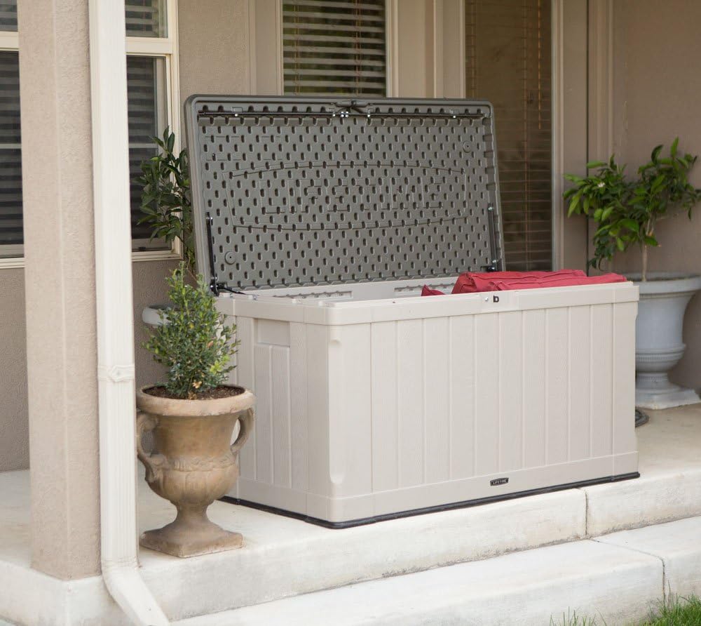 LIFETIME 60012 Extra Large Deck Box, 130 Gallon, Desert Sand/Brown