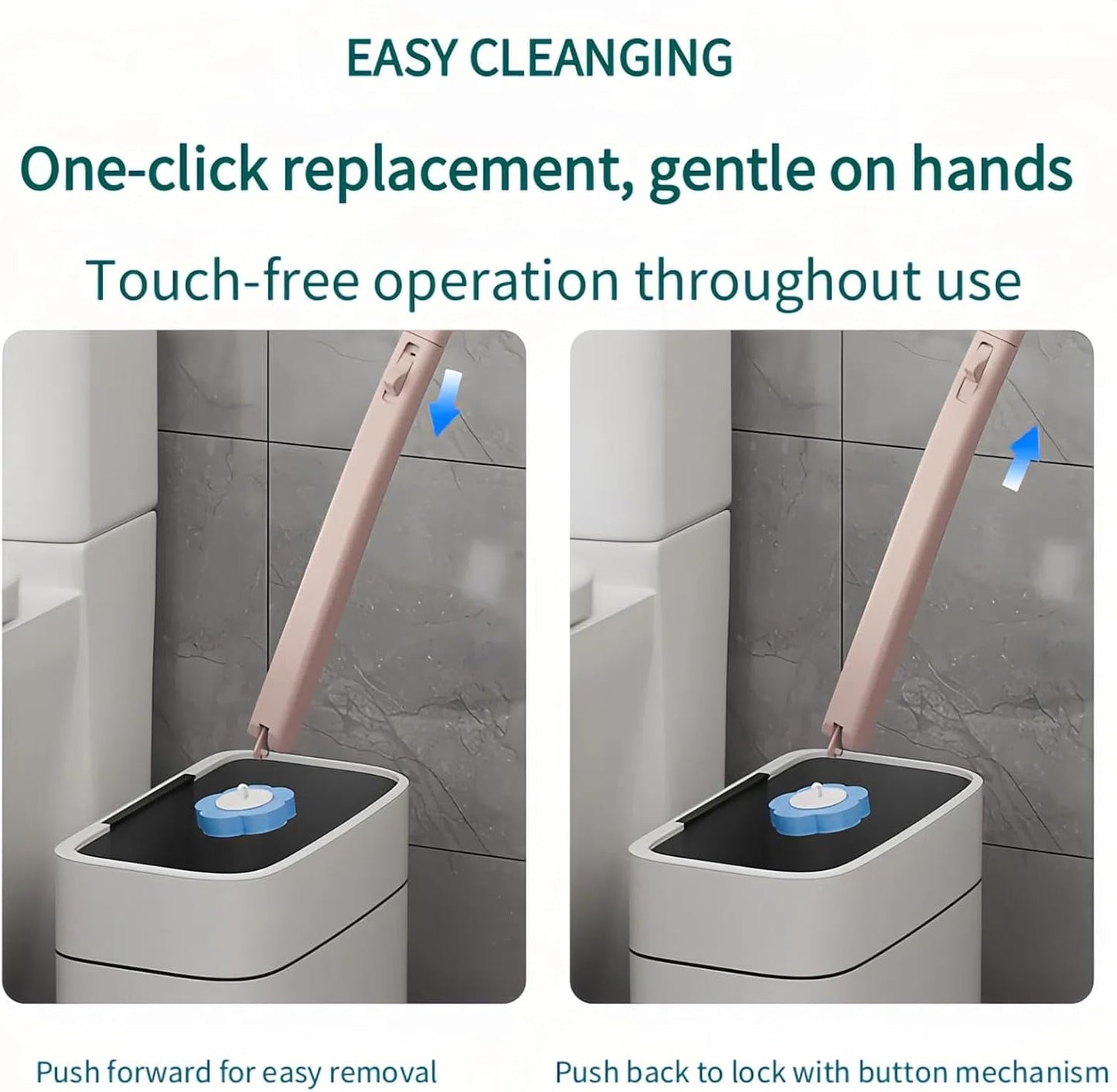 Disposable Toilet Brush with 48 Refills,Toilet Cleaning Supplies,Toilet Wand Brush Starter Kit,Wall Mounted Toilet Bowl Cleaner Brush with Holder for Bathroom Deep Cleaning & Hygiene (White)