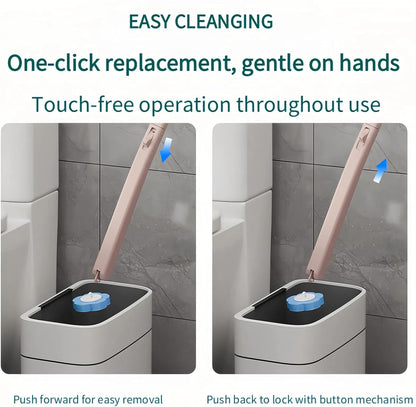 Disposable Toilet Brush with 48 Refills,Toilet Cleaning Supplies,Toilet Wand Brush Starter Kit,Wall Mounted Toilet Bowl Cleaner Brush with Holder for Bathroom Deep Cleaning & Hygiene (White)
