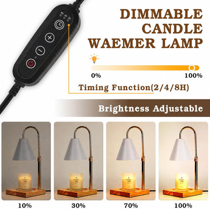 Candle Warmer Lamp Wood with Timer, Dimmable Electric Candle Lamp Warmer for Jar Candles, 2*35 Watt Bulb, Mothers Day Birthday Gifts for Women Men, Decorative Wooden Candle Lamp for Bedroom Home Decor