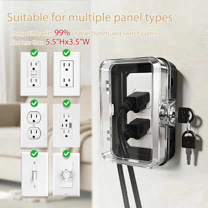 1 Pack Universal Baby Safety Electrical Outlet Cover Box Childproof Plug Cover - More Space for Large Plugs Easy to Install & Use Fit Socket Protector (Black)