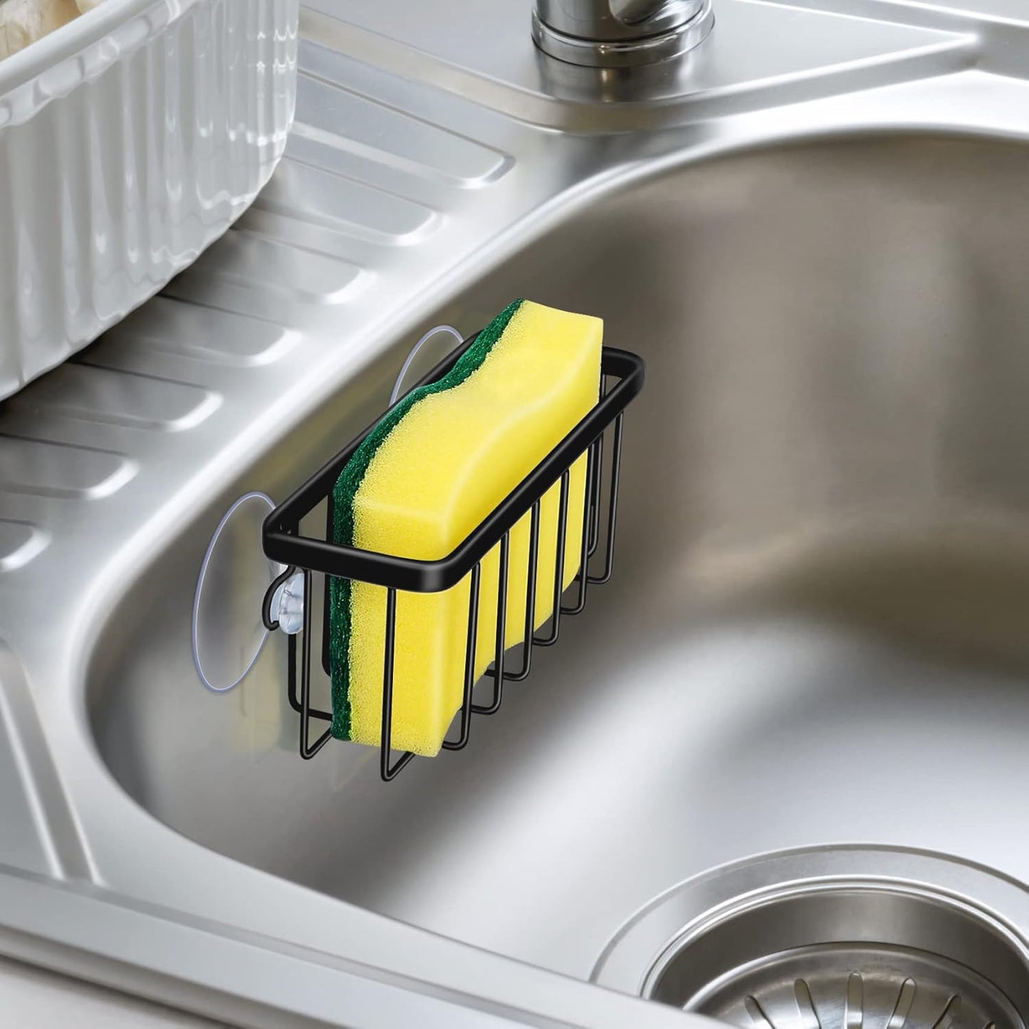 HLOOL Sponge Holder for Kitchen Sink, Kitchen Sink Sponge Holder,Sink Caddy,Dish Soap Holder （Mat Silver）