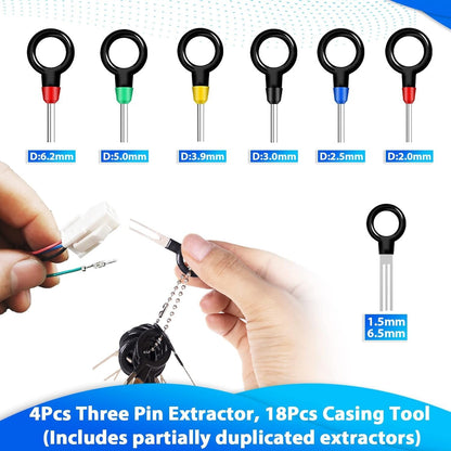 Terminal Pin Removal Tool Kit 82 Pcs Depinning Electrical Connector Pin Extractor Tool Set Wire Terminal Release for Automotive Car Household Devices - Black
