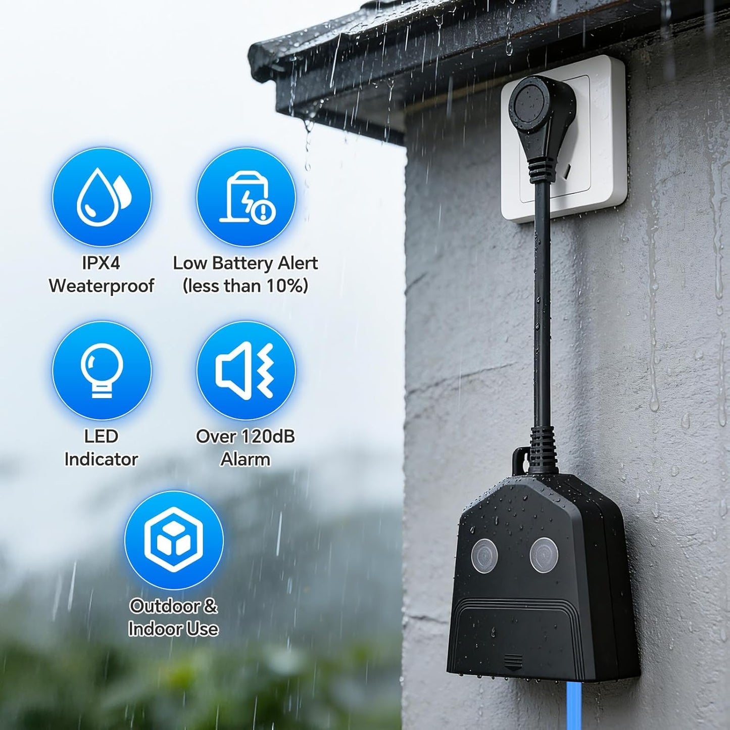 Sump Pump Alarm, High/Low Water Level Alarm with 120dB Alarm, Built-in Backup Battery, IPX4 Waterproof, with 10ft Float Switch for Basement Sump, Water Tank, Septic Tank