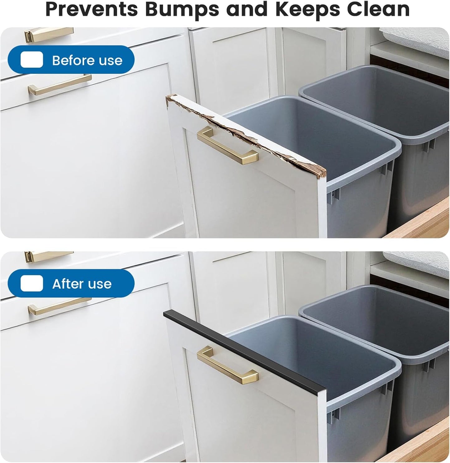 6 Pack 18" Length Cabinet Door Protector Edge Guard, 3/4" Thick Slip-On Cabinet Edge Protector, Plastic Edge Protectors for Kitchen Cabinet Trash Drawer, Clear