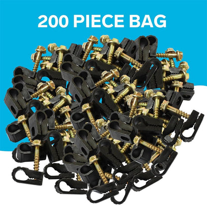 STEREN Coaxial Cable Clips - Cable Holder - Wire Clips - Siding Clips For Hanging - Cord Holder For Desk - Cable Clamps - Cord Clip - Wire Organizer Clips - Tv Mount Screws - Black - 100 Pack