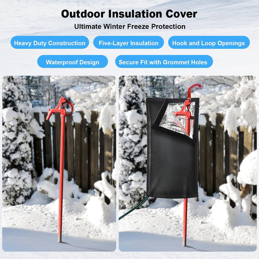 Insulated Outdoor Faucet Cover for RV Park & Yard Hydrant, 25”H x 13.5”W, Freeze and Heat Protector for Winter & Summer, Ideal for Garden, Lawn, and Sprinkler Systems