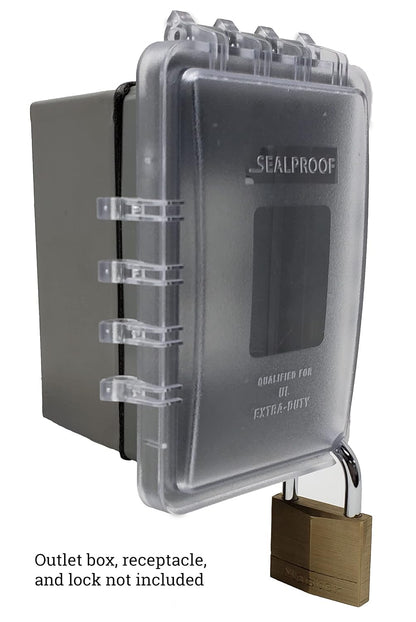 Sealproof Slim 1-Gang Weatherproof Shallow Outdoor Outlet Cover | Lockable, 18 Configurations, Low Profile, Plastic With Mounting hardware