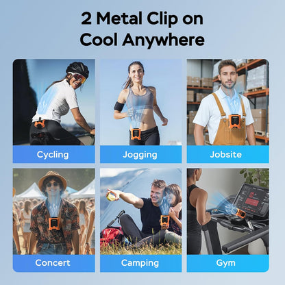 AMACOOL Portable Waist Fan Clip On, MAX 40H Work Time, 10000mAh Rechargeable Wearable Shirt Fan with Light, 16000RPM Powerful 5 Speed Belt Fans Personal Cooling Fans for Outdoor Jobsite Camping Travel
