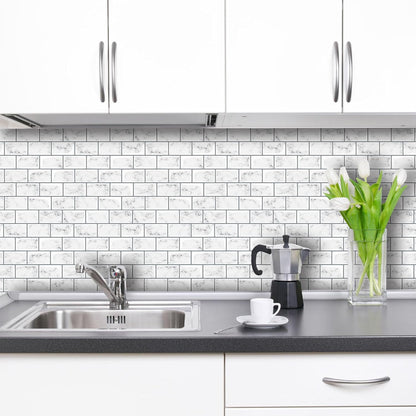 White Peel and Stick Backsplash Tiles for Kitchen, 10-Pack Self-Adhesive Waterproof Vinyl Bathroom Wall Tile(12 * 12 inches)