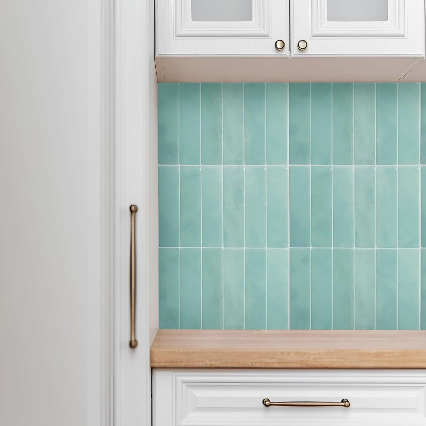 Peel and Stick Subway Backsplash Tiles, 5 Pack, 12 x 12 in, Almond | extra thick 3D wall panels, heat and water resistant wall panels, easy DIY kitchen, bathroom, laundry, fireplace wall décor