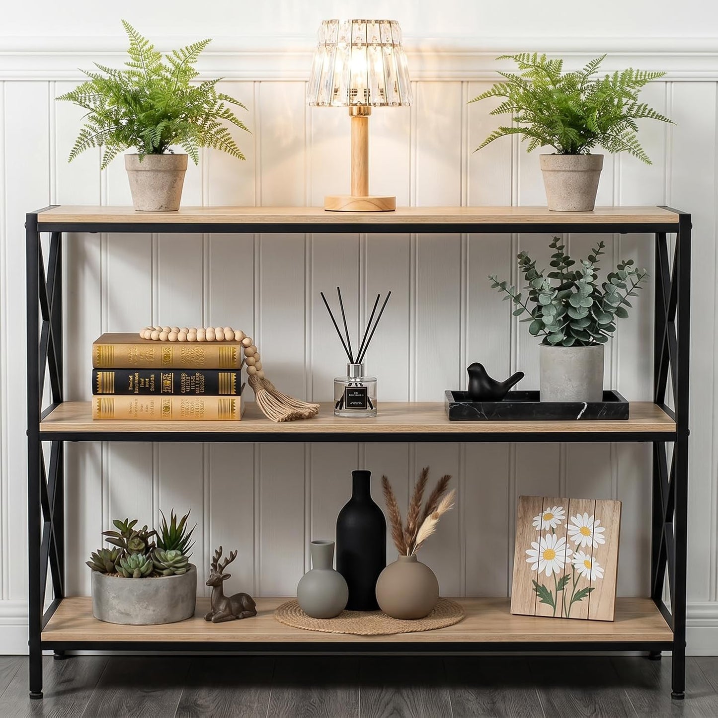 Ceramic Vase Set of 3, Modern Minimalist Neutral Home Decor, Boho Rustic Farmhouse Decorative Vases for Pampas Grass Dried Flowers | Table Centerpiece Entryway Mantel Bookshelf(Black Mix Set - Gray#1)