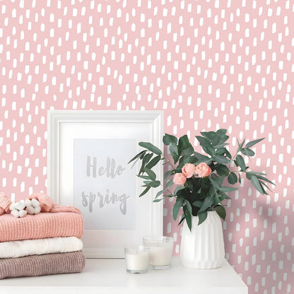 HAOKHOME Peel and Stick Wallpaper Boho Modern Dots Wall Paper Removable for Bathroom Caramel/White Contact Paper 17.3in x 9.8ft