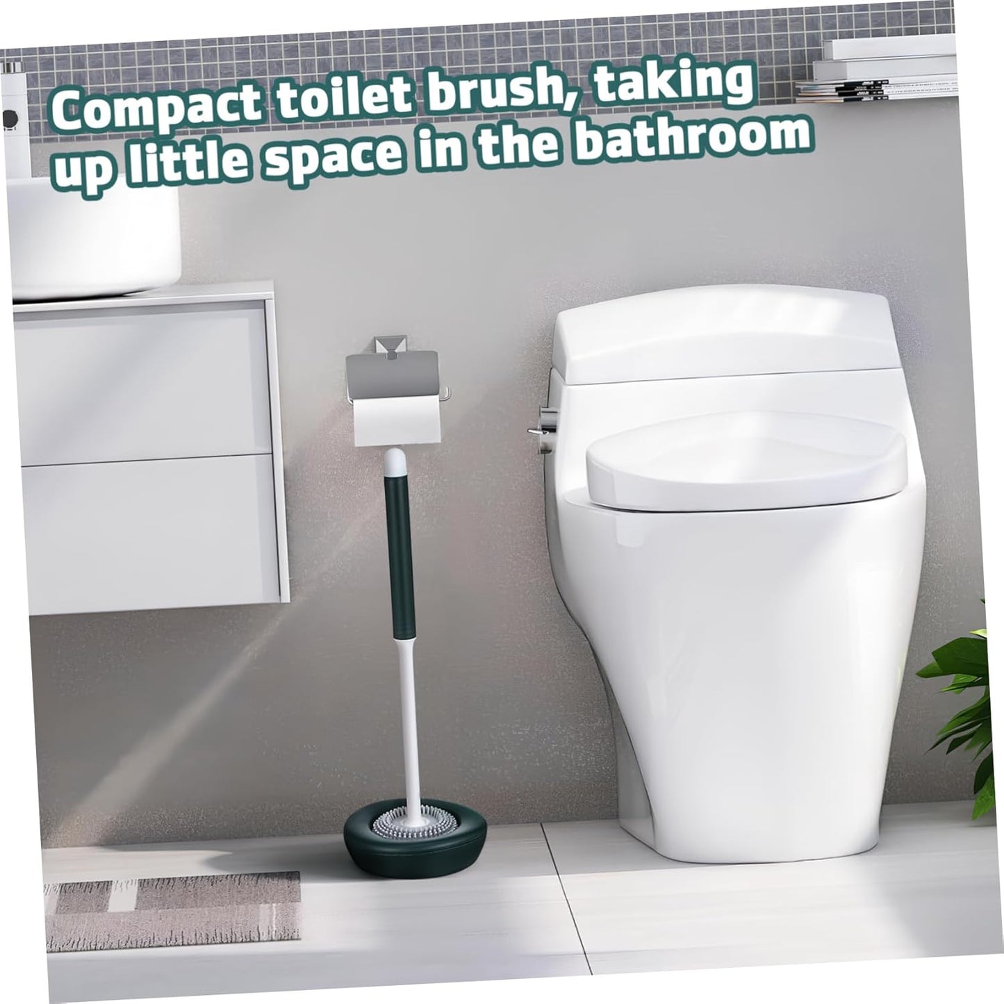 OUNONA 1set Silicone Toilet Brush Holder Quick Drying Toilet Bowl Scrubber for Household Cleaning Scratch Bristles Modern Design Construction Green