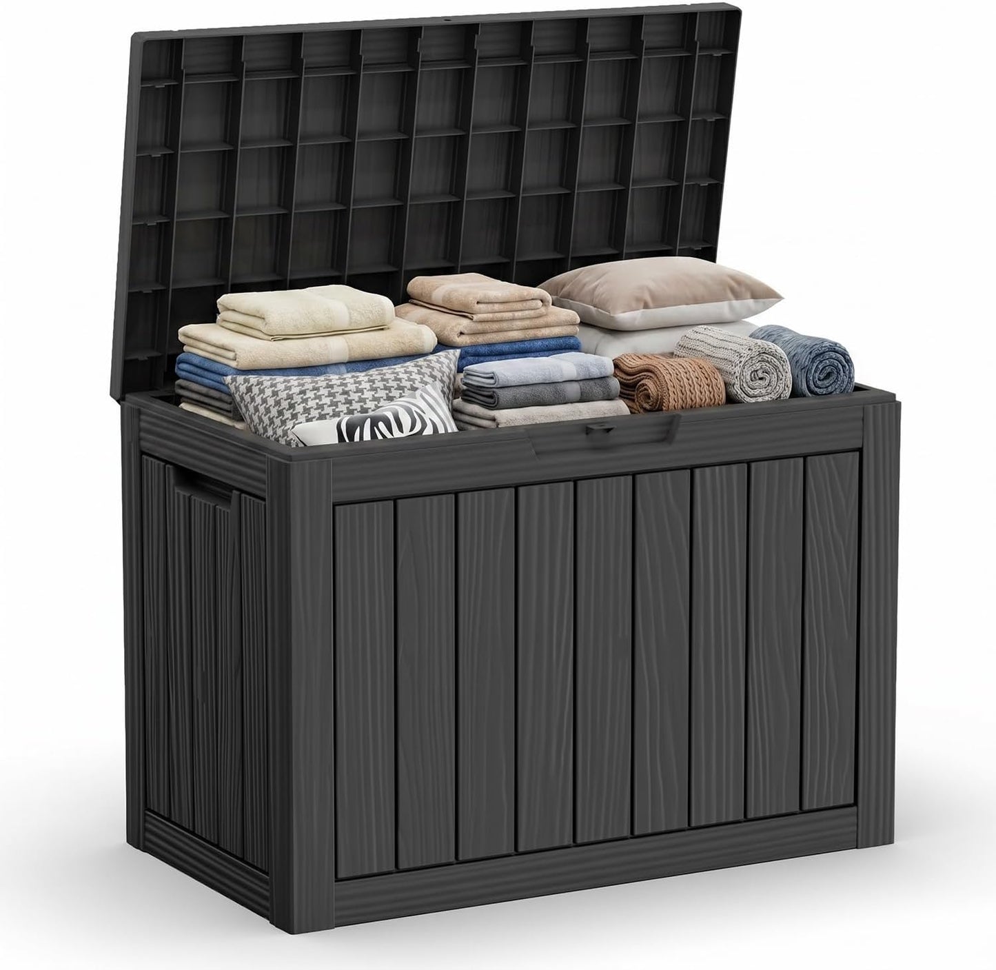 DRATO 180 Gallon Outdoor Storage Box, Large Waterproof Deck Box, Lockable Resin Storage Container with Reinforced Support for Patio Cushions, Garden Tools, UV-Resistant Outdoor Chest（Black，180 Gallon）