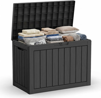 DRATO 180 Gallon Outdoor Storage Box, Large Waterproof Deck Box, Lockable Resin Storage Container with Reinforced Support for Patio Cushions, Garden Tools, UV-Resistant Outdoor Chest（Black，180 Gallon）