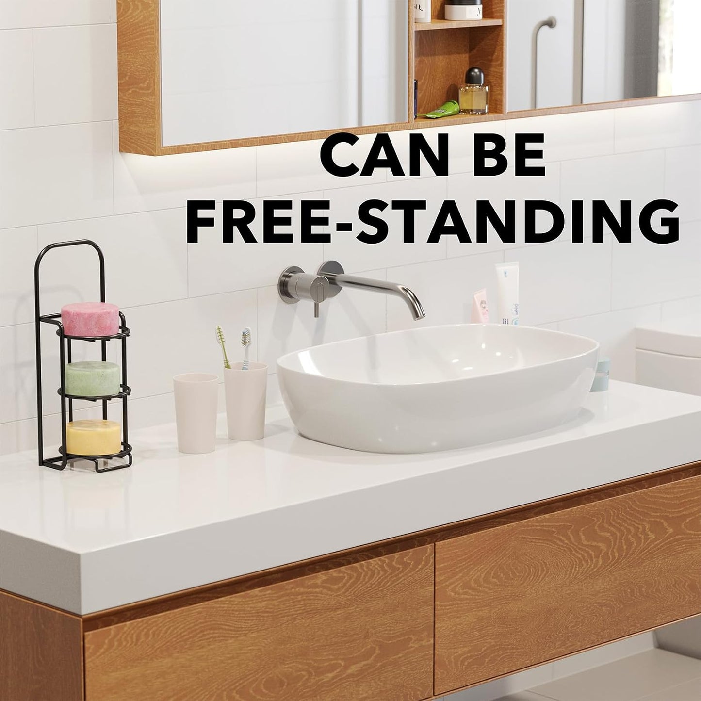 SpaceAid 4 Tier Shampoo Bar Holder for Shower, Self Draining Soap Bar Holders Caddy for Bathroom Wall and Kitchen Sink, Shampoo Bar Dish Rack, Stainless Steel Bar Soap Holder (Black)