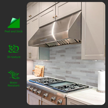 LONGKING Marble Peel and Stick Backsplash for Kitchen, 3D Adhesive Tile Backsplash for Kitchen, Bathroom, Wall Tile, 10 Sheets, 12" x 12"