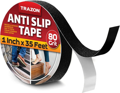 Grip Tape - Heavy Duty Anti Slip Tape for Stairs Outdoor/Indoor Waterproof 4Inch x 35Ft Safety Non Skid Roll for Stair Steps Ramp Traction Tread Staircases Grips Adhesive Non Slip Strips Walk Black