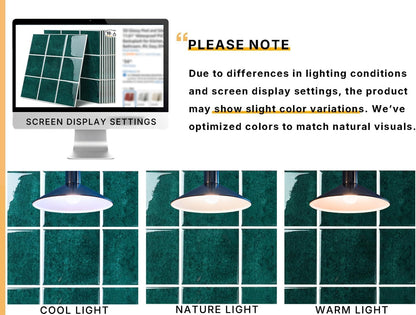 Peel and Stick Backsplash Tiles for Kitchen Bathroom - 10 Sheets 11.61" x 11.61" 3D Self Adhesive Wall Tiles Waterproof Hard PVC Ceramic Tile Easy DIY Installation Green