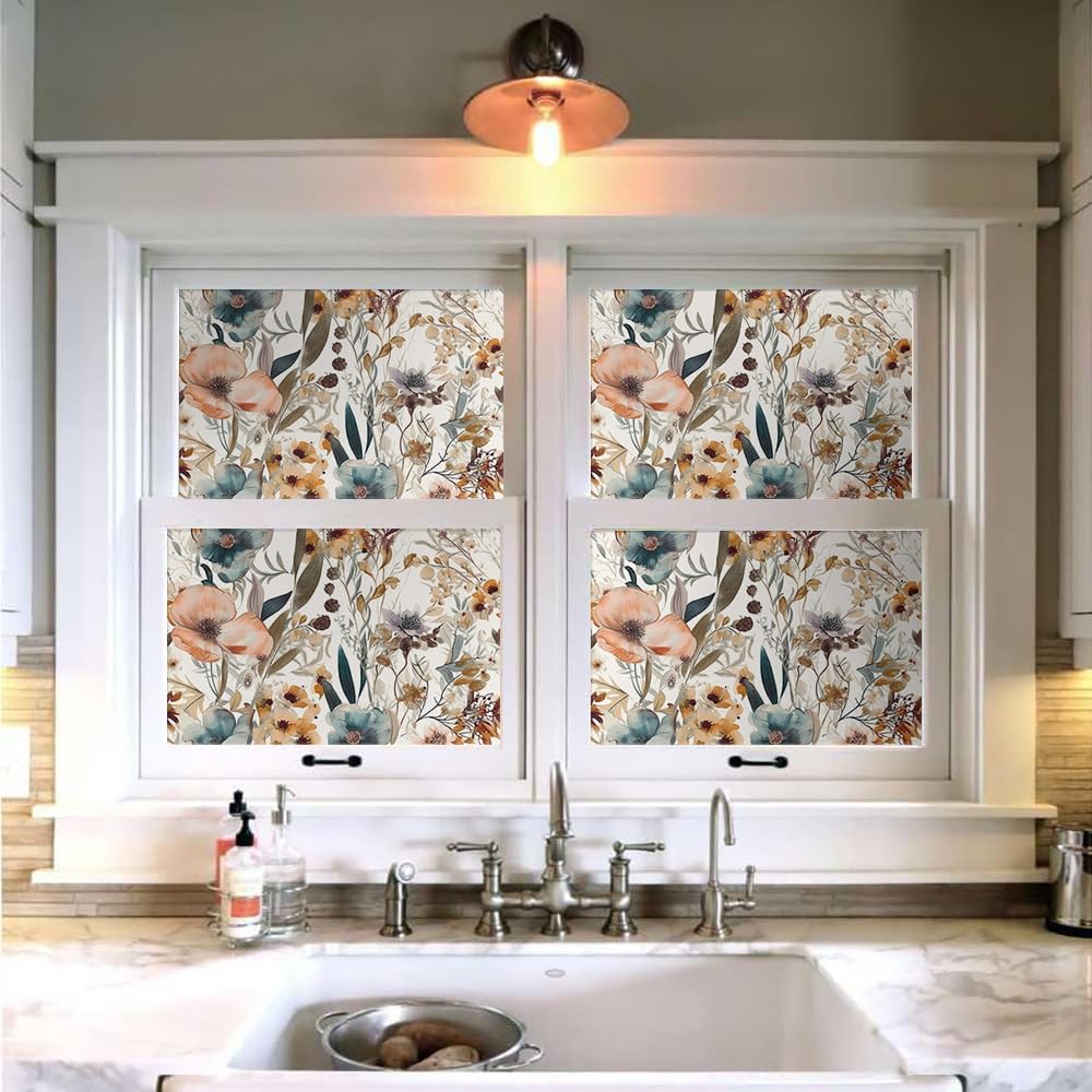 MuralPeel White/Pink/Gold Floral Garden Black Blue Flowers Vintage Peel and Stick Wallpaper Self Adhesive Removable Easy Peel Off Contact Paper Stick on Wall Paper for Bedroom Cabinet Renter Friendly