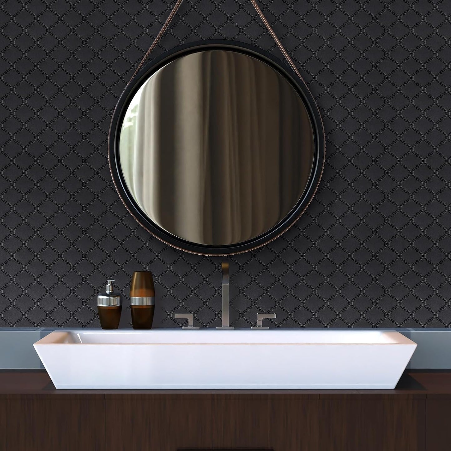 Arabesque Peel and Stick Backsplash for Kitchen, Thicker Design 3D Self Adhesive Wall Tiles, 12"x12" Peel and Stick Wall Tiles, Dark Grey 10-Sheet Stick on Tiles for Kitchen and Bathroom.