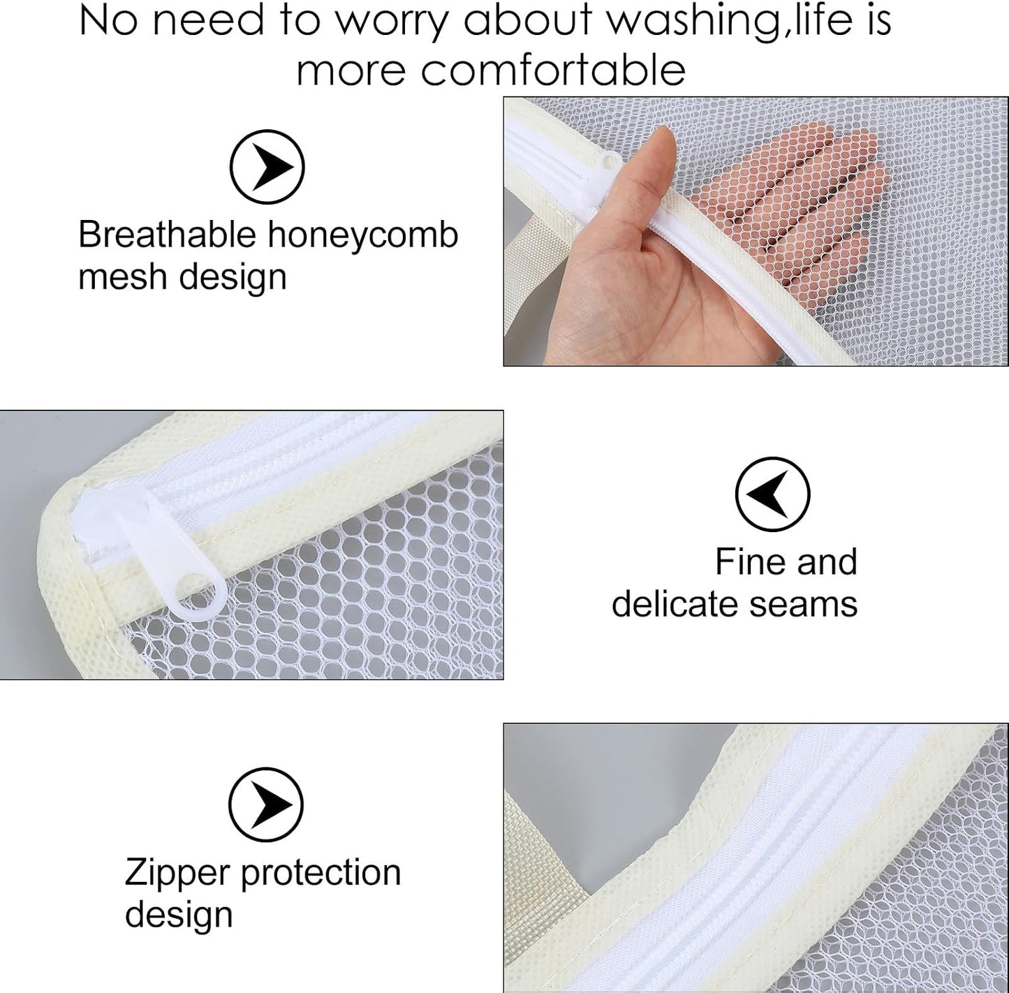 2 Pcs Small Mesh Laundry Bags for Delicates, Hanging Lingerie Wash Bags with Zipper for Washing Machine, Sock Laundry Net for Travel Home