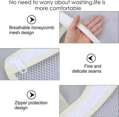 2 Pcs Small Mesh Laundry Bags for Delicates, Hanging Lingerie Wash Bags with Zipper for Washing Machine, Sock Laundry Net for Travel Home