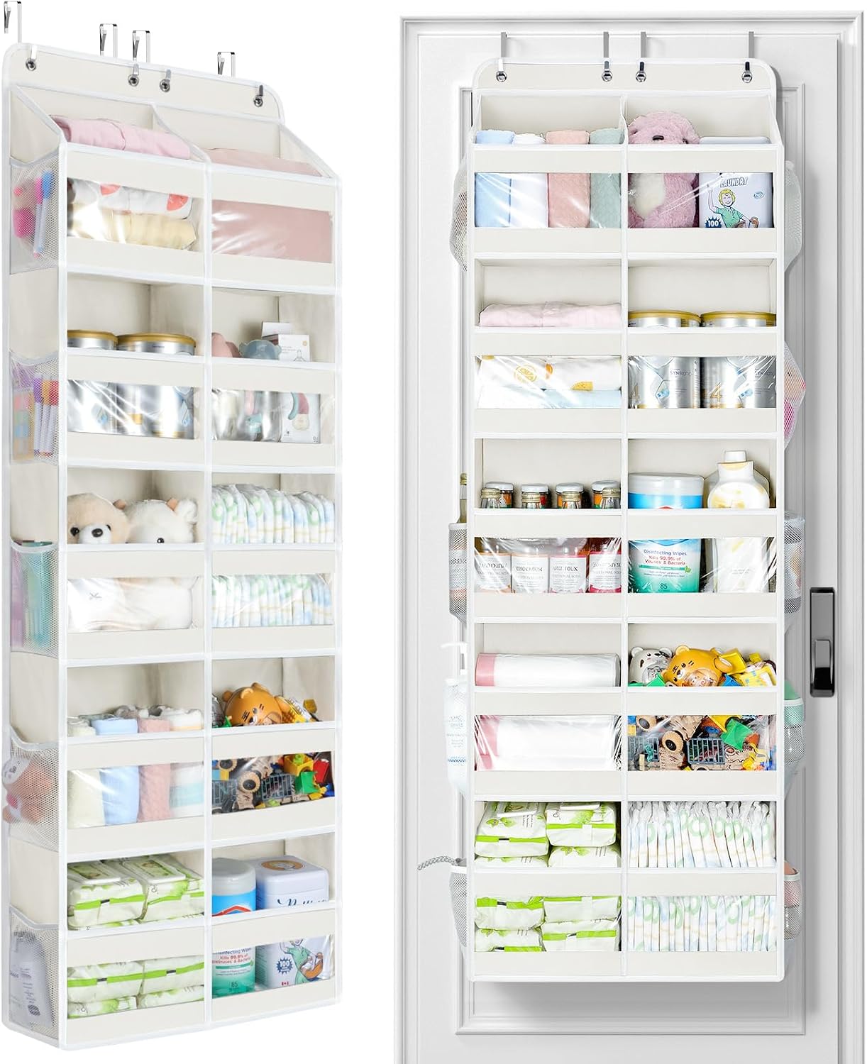 Yecaye 5-Tier Over The Door Organizer Dual-Column, 80lbs Load Over The Door Storage of 10 Compartments, Heavy Duty Door Organizer Hanging for Bedroom Closet Dorm Bathroom Pantry, Grey 1 Pack